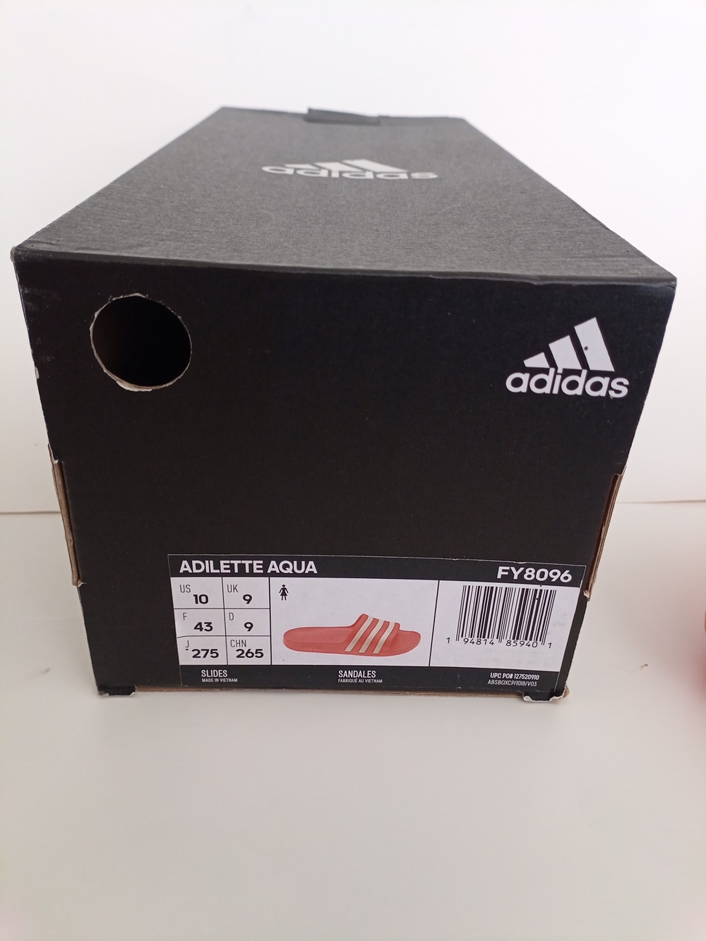 adidas Adilette Aqua Orange Slide Sandals with White Stripes Women's Size US 10 - Picture 6 of 16